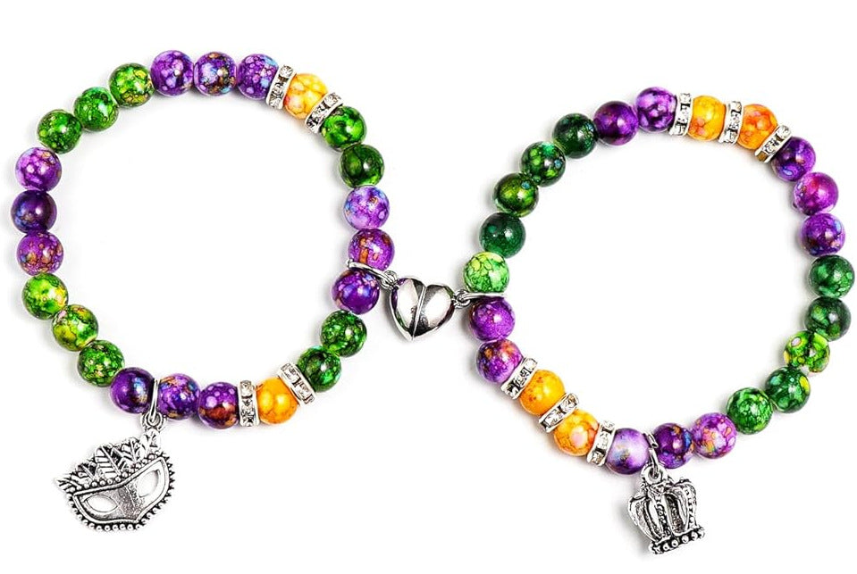 Wholesale Couple bracelet love heart magnetic suction buckle natural opal beaded bracelet