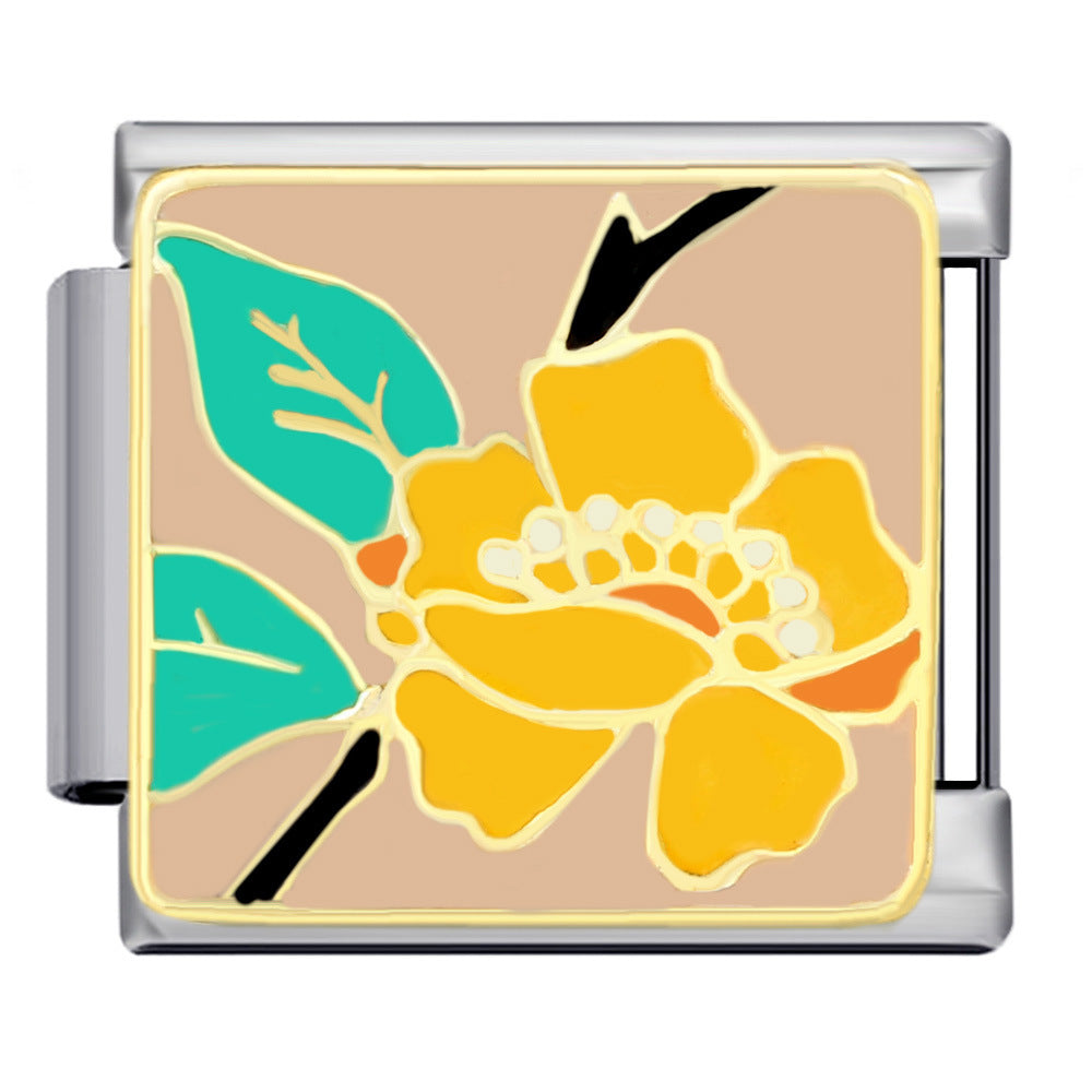 Wholesale Italian Module Bracelet Stainless Steel Welding Gold Plated Oil Drop DIY Charms