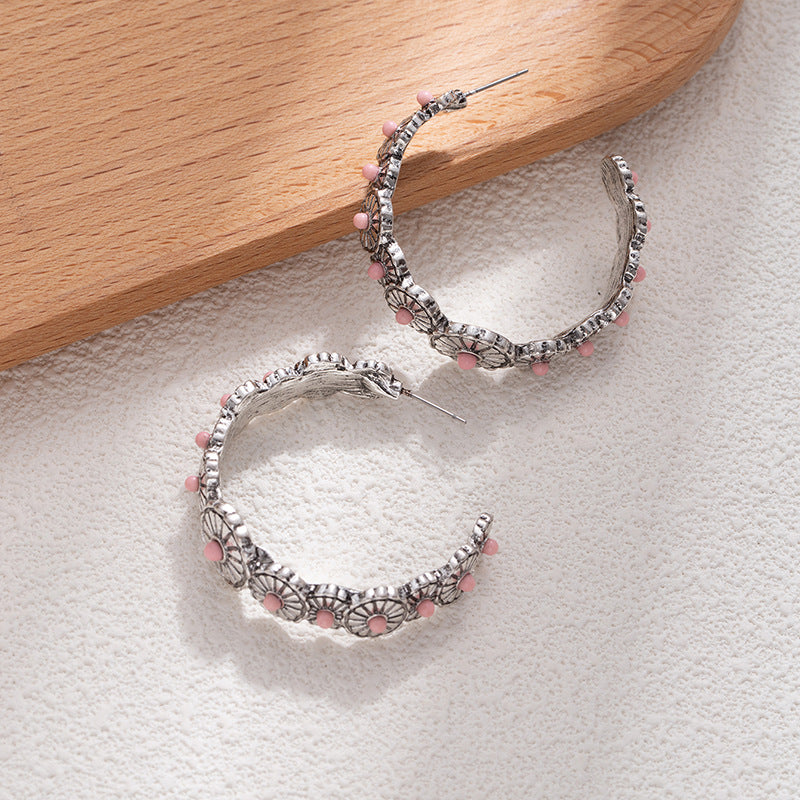 Wholesale Retro Western ethnic style large C-shaped exaggerated earrings