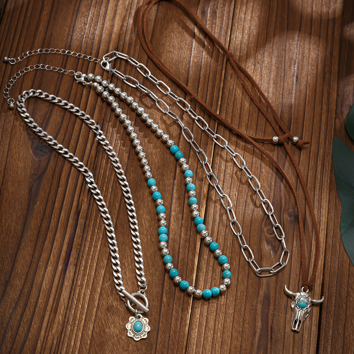 Wholesale Retro Bohemian Multi-Layer Necklace with Turquoise Color,  Iron Electroplating,  Fashion Accessory for Women