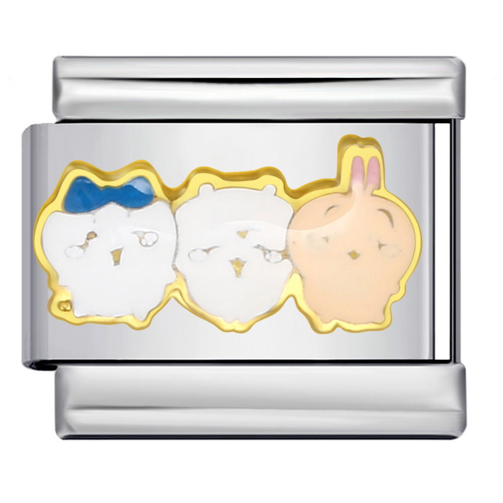 Wholesale Italian Charm Bracelet 9mm DIY Splicing Cute Cartoon Stainless Steel Composable Bracelet