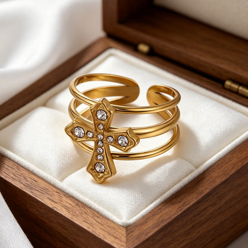 Wholesale Gold Plated Stainless Steel Cross Bracelet Unisex Fashion Jewelry Accessory for Boutique Resale