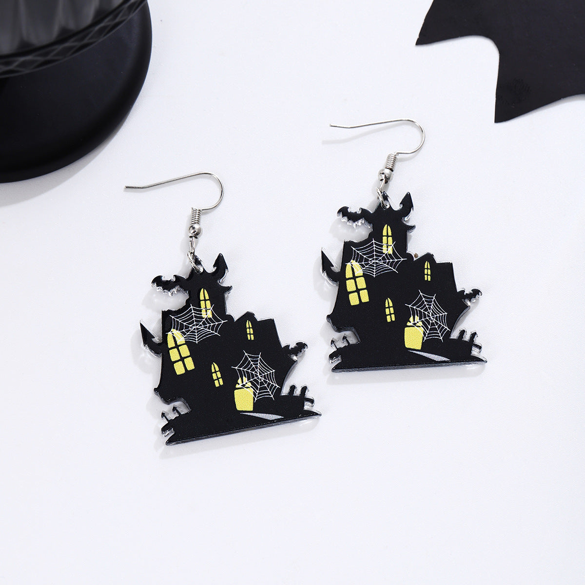 Wholesale Cartoon Horror Bat Acrylic Halloween Earrings ACC-ES-MDD040