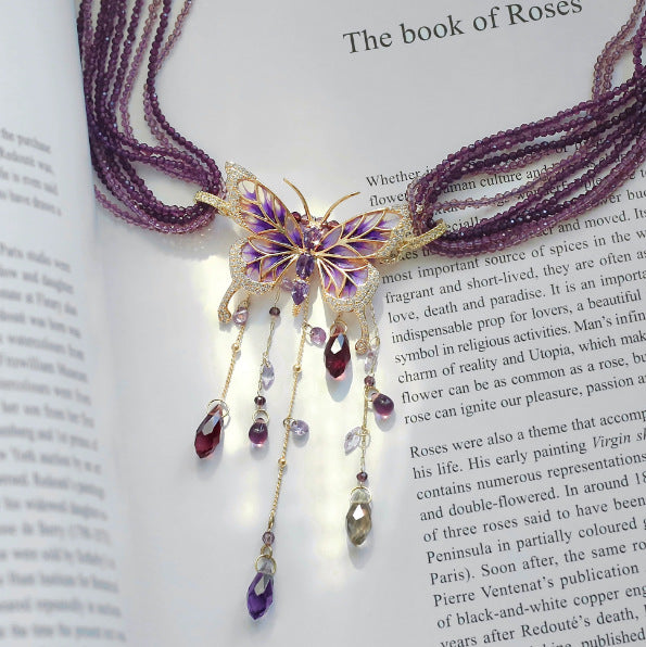 Wholesale purple butterfly  court-style choker necklace