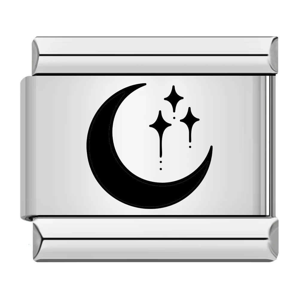 Wholesale  Italian Charm Bracelet 9mm DIY sun moon stars Creative Stainless Steel Composable Bracelet