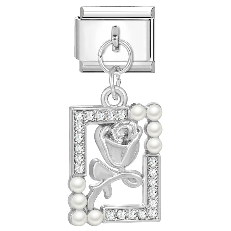 Wholesale Italian Charm Bracelet 9mm DIY Splicing Heart Pendant Stainless Steel Composable Bracelet