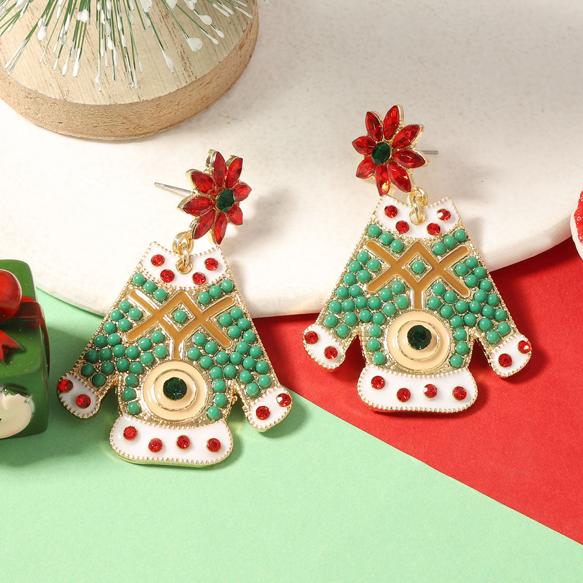 Wholesale Christmas alloy inlaid zircon earrings