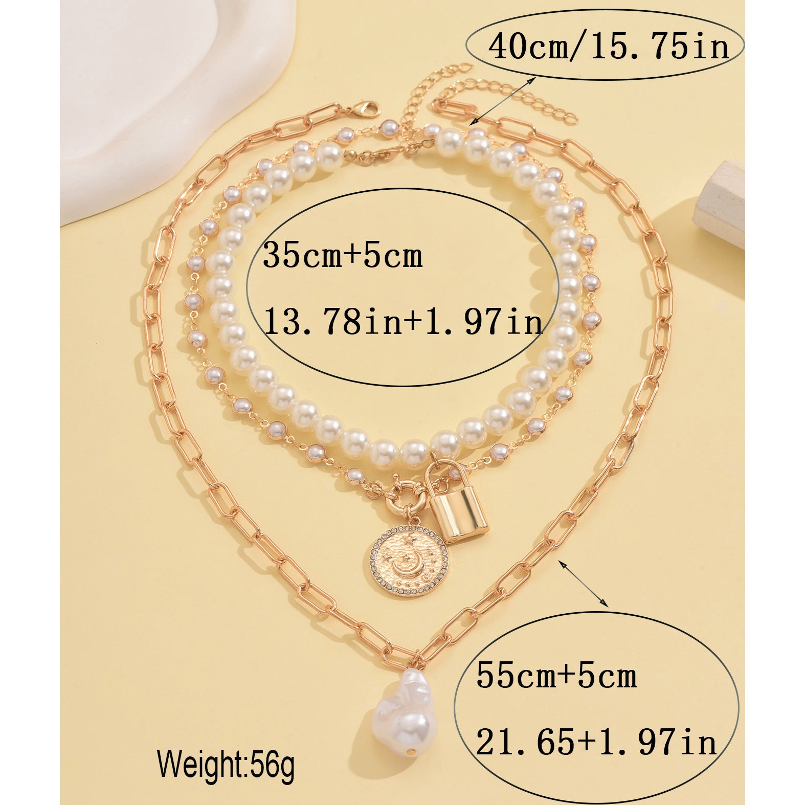 Wholesale retro star and moon gold coin lock pendant necklace