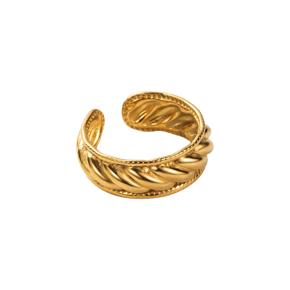 Wholesale gold plated stainless steel irregular texture ring