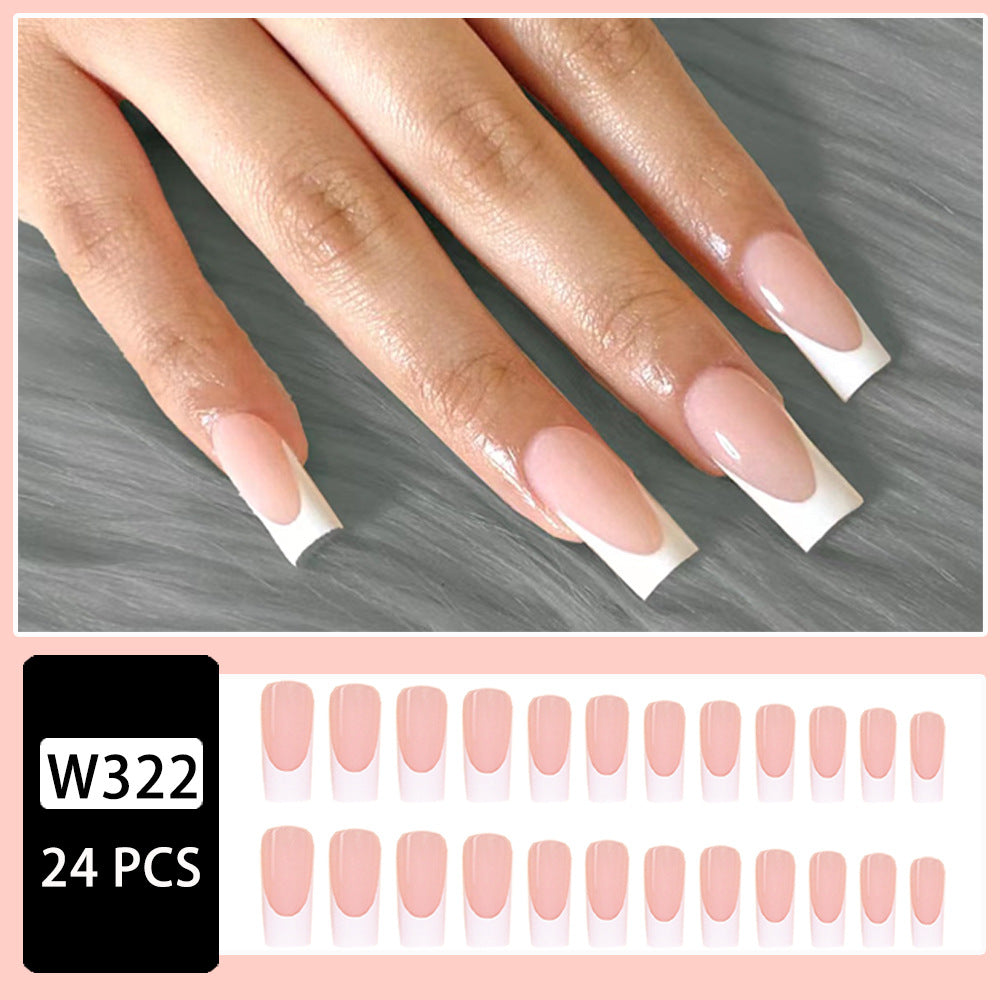 Wholesale 24 Pieces/box White Manicure Press-on Nails Kits Nail Stickers ACC-NS-NaiEr013