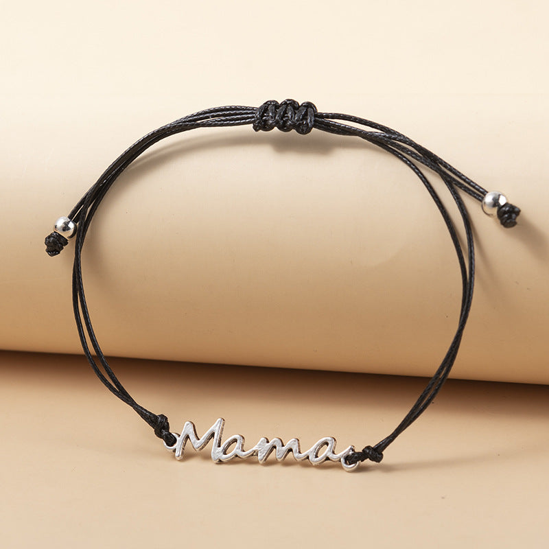 Wholesale Alloy Mama Mother's Day Handmade  Woven Blessing Card Adjustable Bracelet
