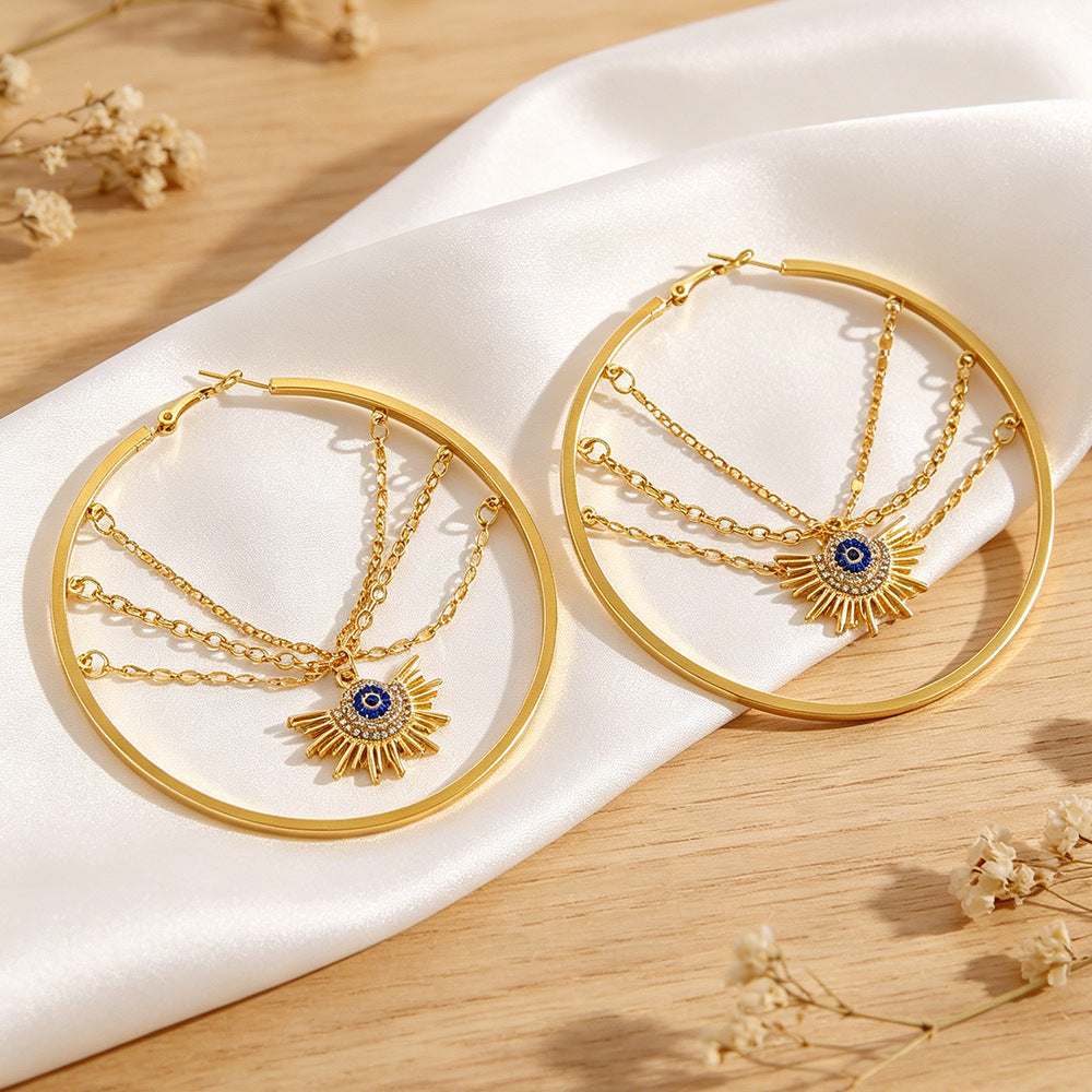 Wholesale Evil Eye Star Hoop Earrings - Fashion Jewelry for Boutique Resale