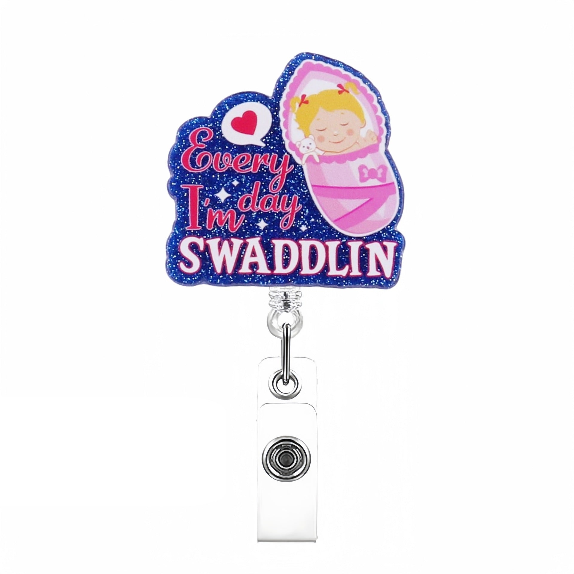 Wholesale Creative pattern acrylic Retractable Rotating Badge Keychain