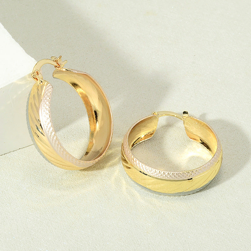 Wholesale Modern Round Wide Brass Gold Plated Earrings Hoop ACC-ES-MoCai002