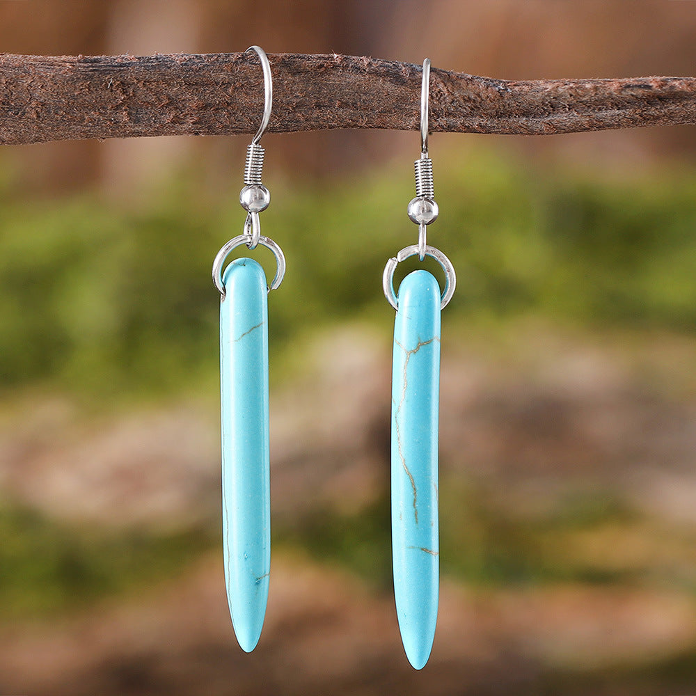 Wholesale Retro Bohemian Tassel Turquoise Pendant Earrings