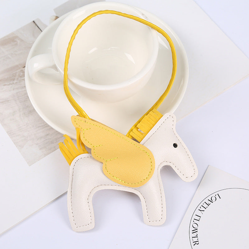 Wholesale Cute Pegasus Pendant PU Leather Camel Keychain