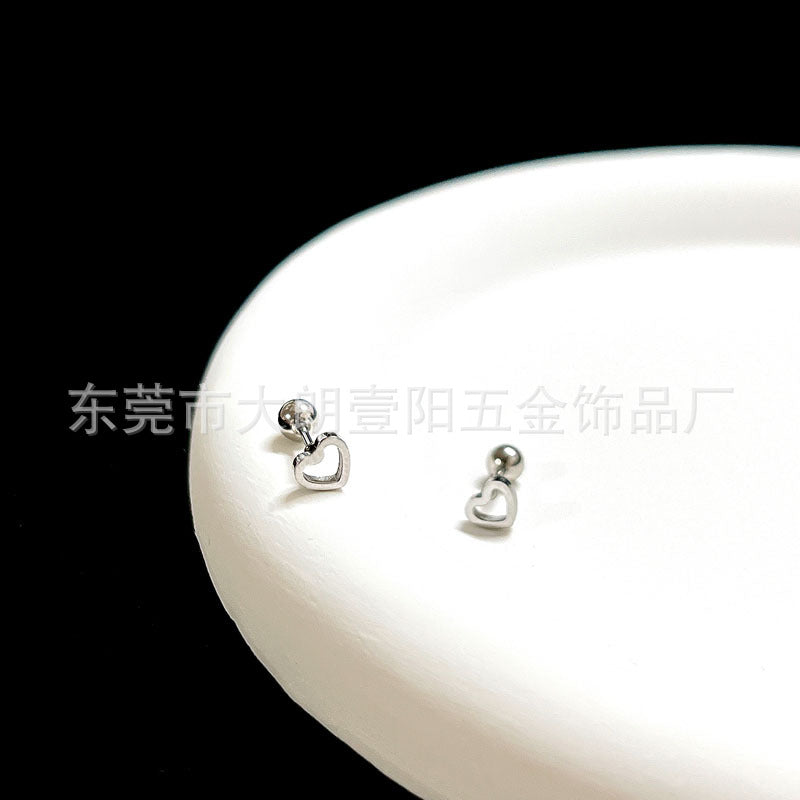 Wholesale Titanium Steel Stylish Heart  Star Screw-Back Cartilage Stud