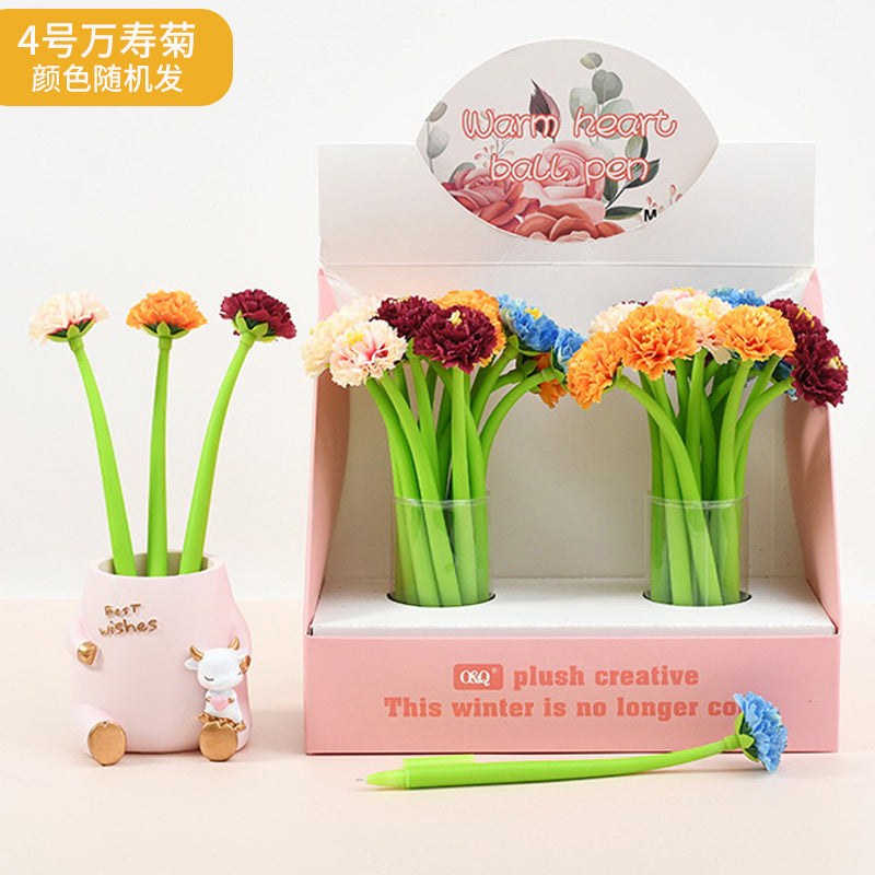 Wholesale Creative Flower Neutral Pens Soft Silicone Shaking Pen
