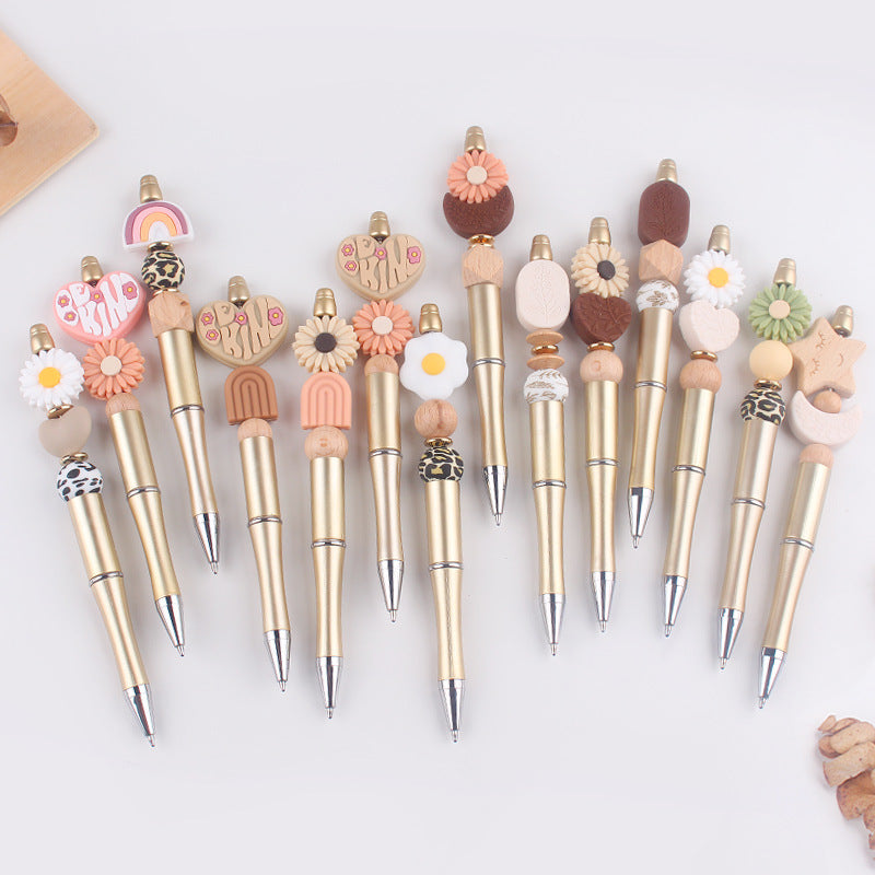 Wholesale beaded pen creative DIY cartoon daisy love silicone gum beaded pen