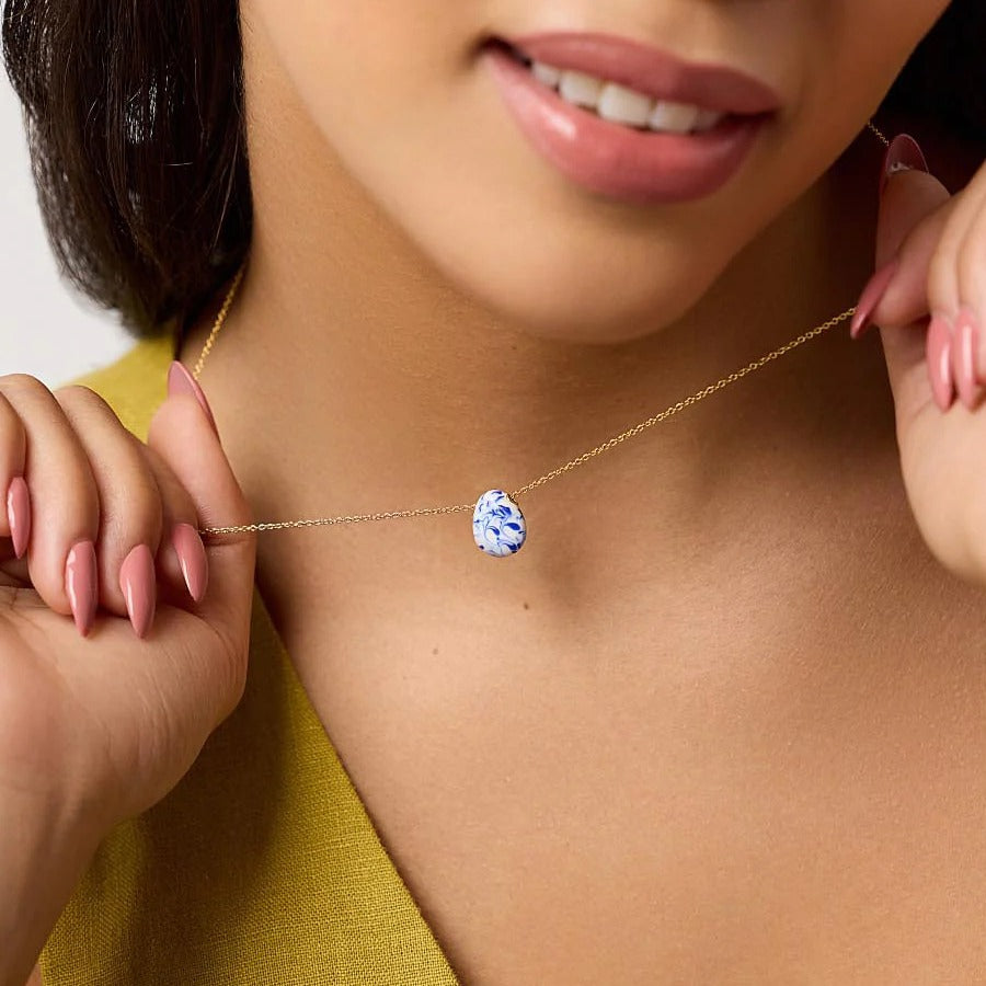 Wholesale  Necklace Ring Blue and White Porcelain Jewelry Water Ripple Ceramic Decorative Ring