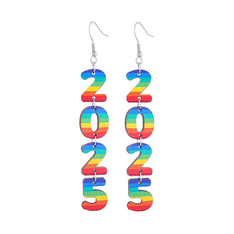 Wholesale Cute Wooden New Year Number Earrings  ACC-ES-CT043