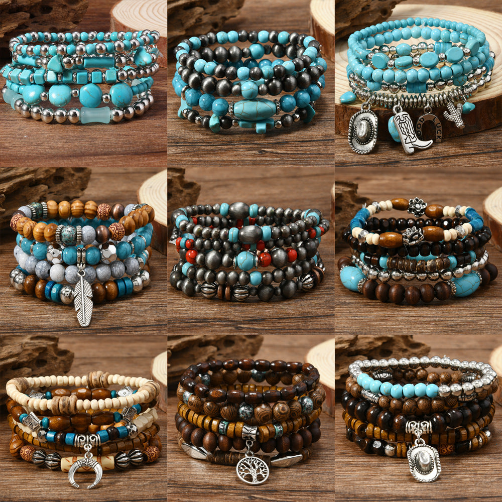 Wholesale Turquoise and Wood Bead Stacking Bracelet – Fashion Accessory Gift for Women