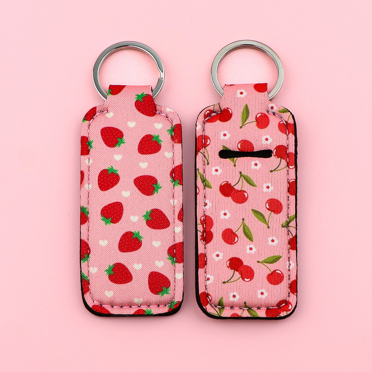 Wholesale 6pcs Strawberry Cherry Lipstick Case Keychain
