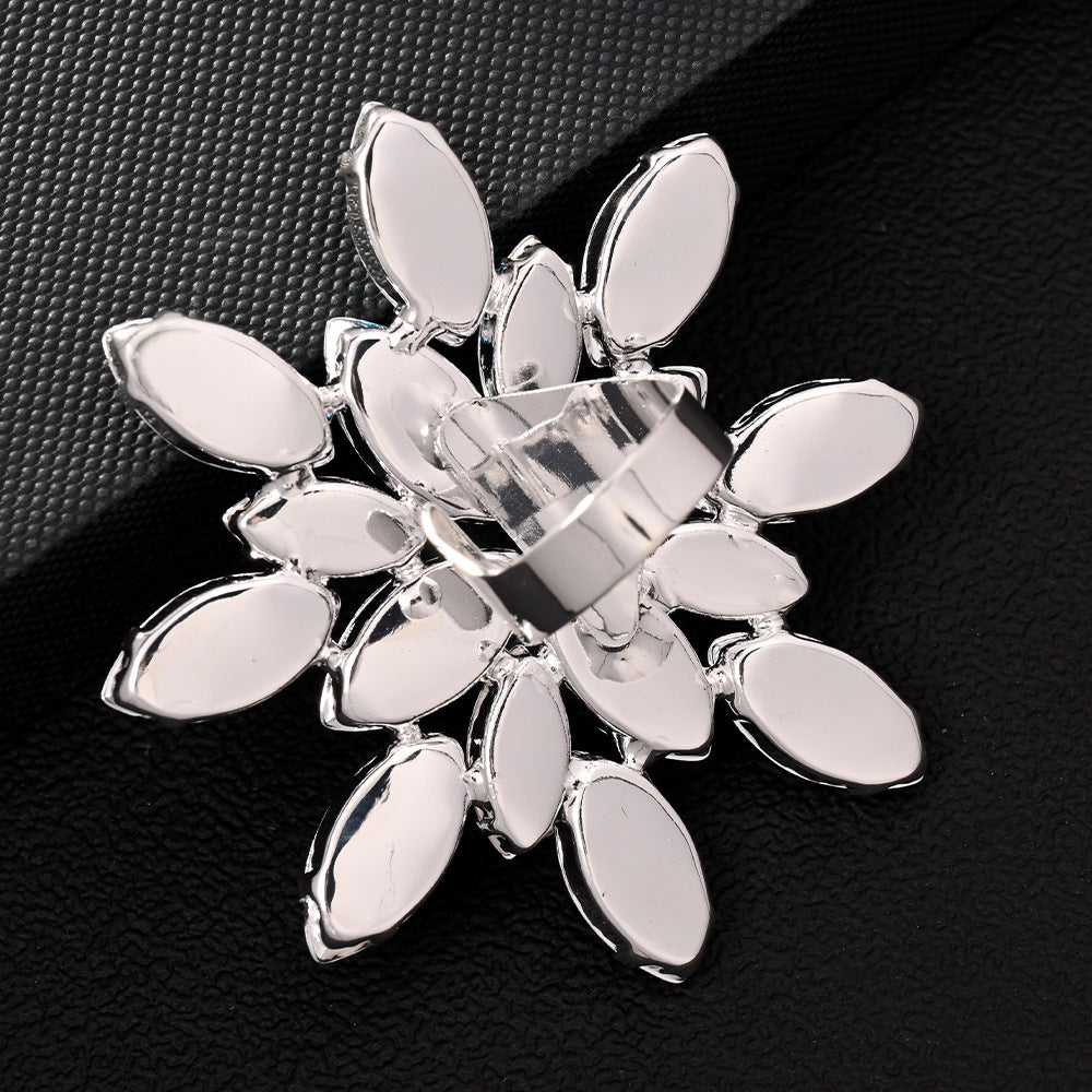 Wholesale  Colorful Rhinestone Ring Exaggerated Creative Snowflake Finger Ring