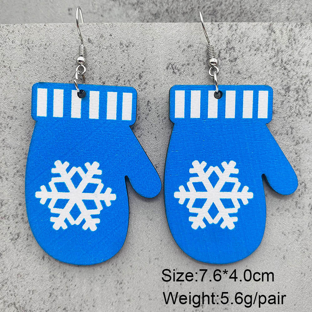 Wholesale Christmas Santa Claus Christmas Stocking Elk Wood Earrings ACC-ES-ChenY055