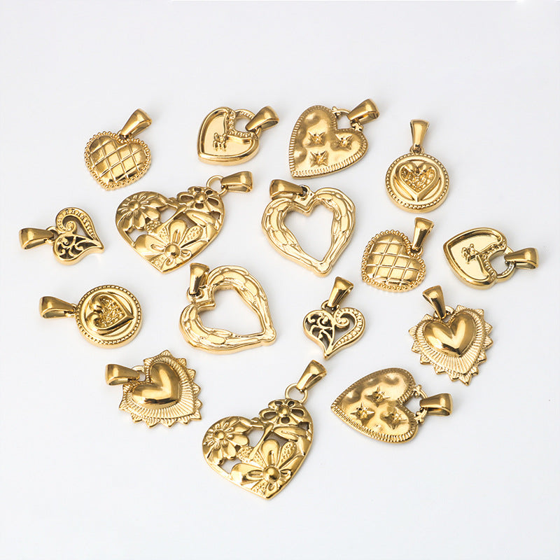 Wholesale Stainless Steel Personality Gold Various Love Heart Pendant