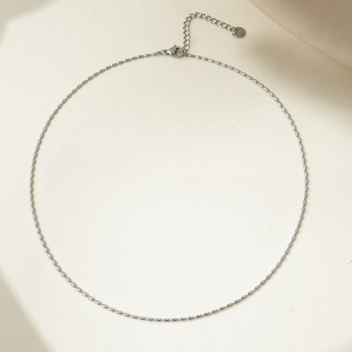 Wholesale Titanium steel rice grain steel bead necklace