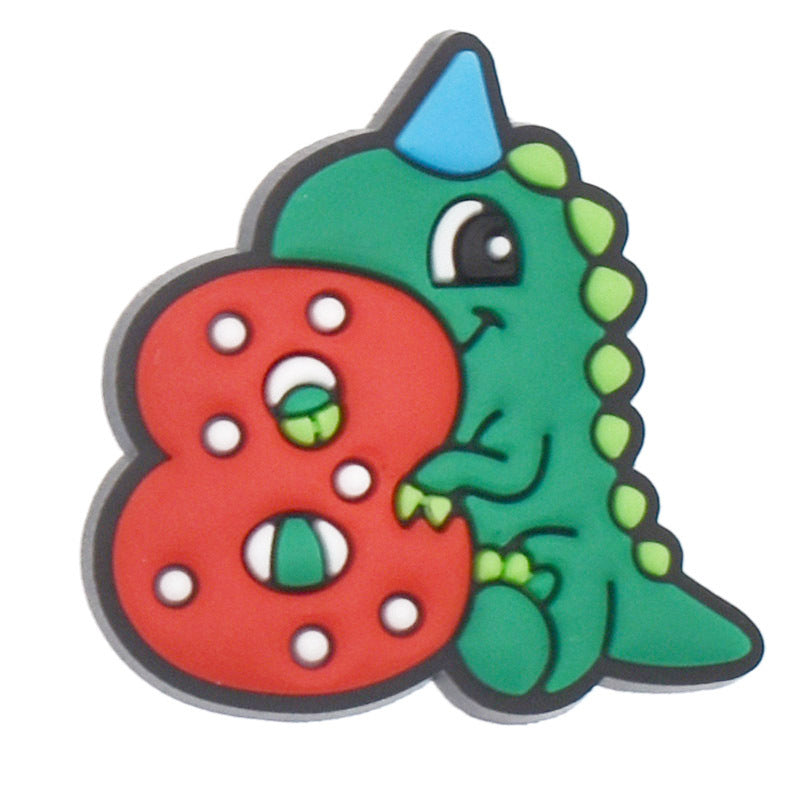 Wholesale Random 100pcs Digital Dinosaur PVC Soft Rubber Shoe Buckle Decoration ACC-SC-RYY059