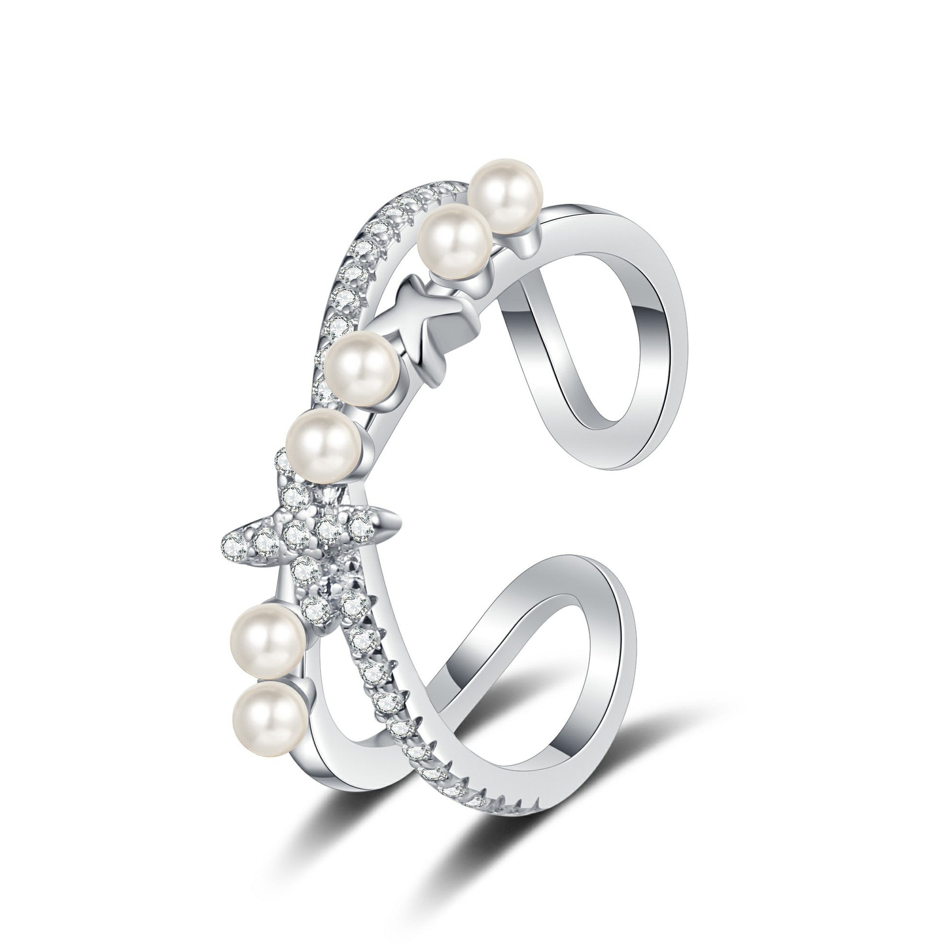 Wholesale Double layer star pearl ring