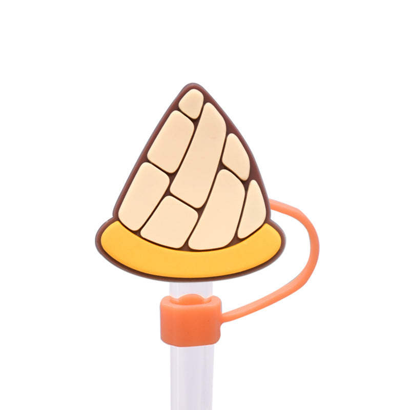 Wholesale Random 100pcs Bread Series Straw Cover 10MM Straw Tube Cap