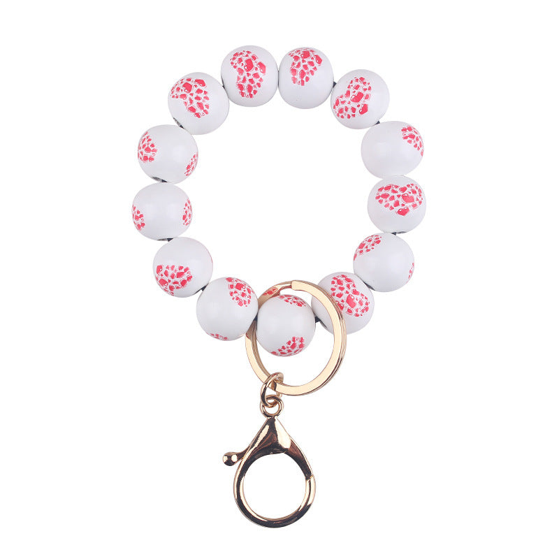 Wholesale  Creative DIY Valentine's Day Wooden Beads Beaded Bracelet Keychain