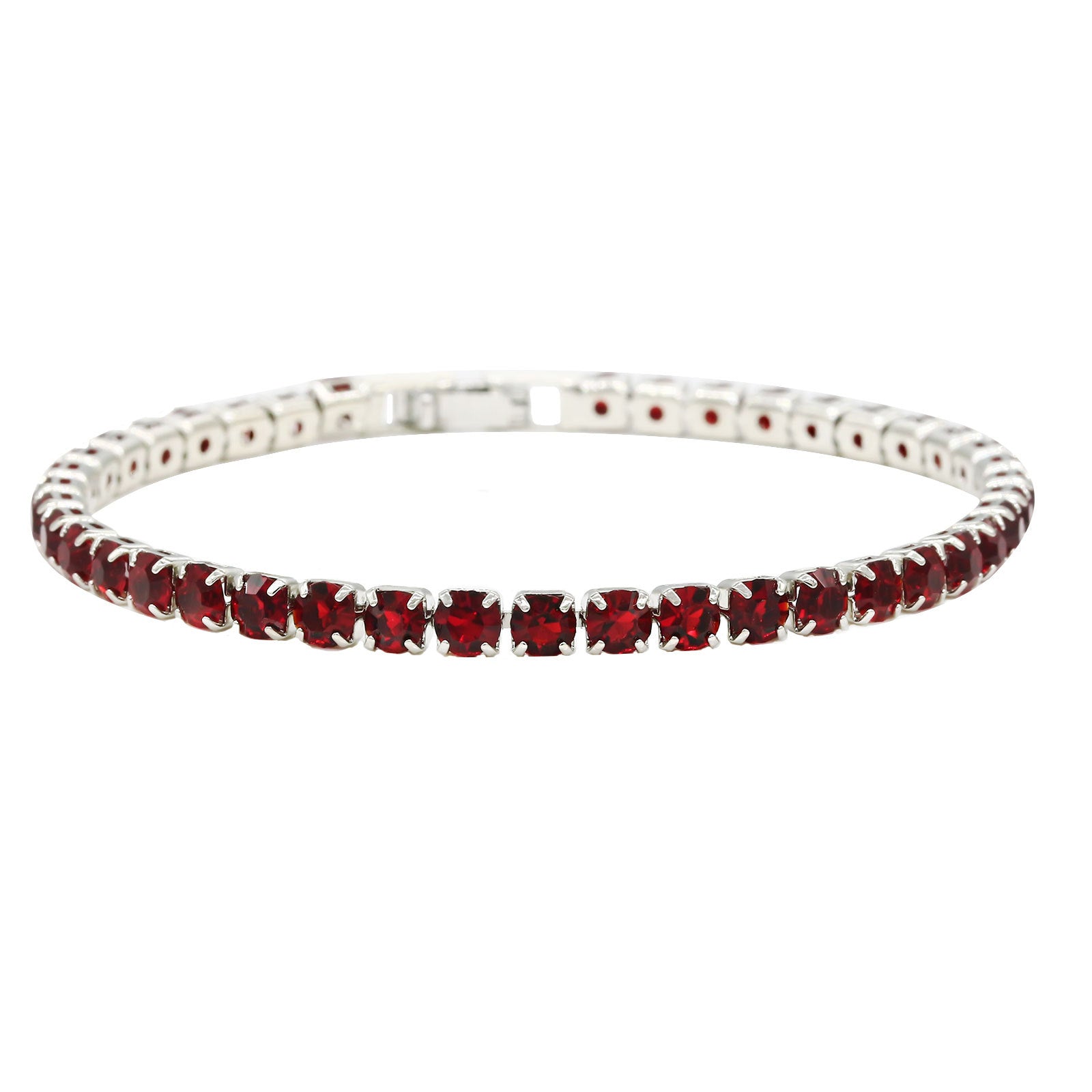 Wholesale Stylish Alloy Tennis Bracelet Geometric Rhinestone Design Platinum White Finish 17Cm Unisex Everyday Jewelry Gift