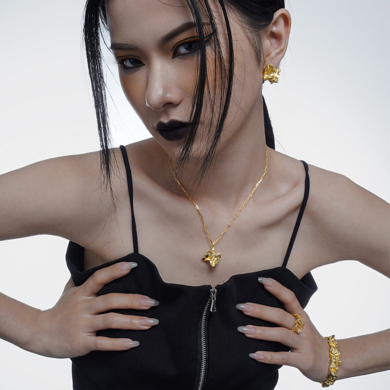 Wholesale Niche Wrinkle Texture Earrings S925 Sterling Silver Tinfoil Texture Earrings ACC-ES-YWE009