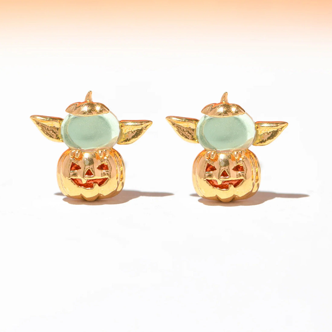 Wholesale Halloween Copper Gold Plated Oil Drop Zircon Cartoon Pumpkin Ghost Earrings ACC-ES-Xiny006