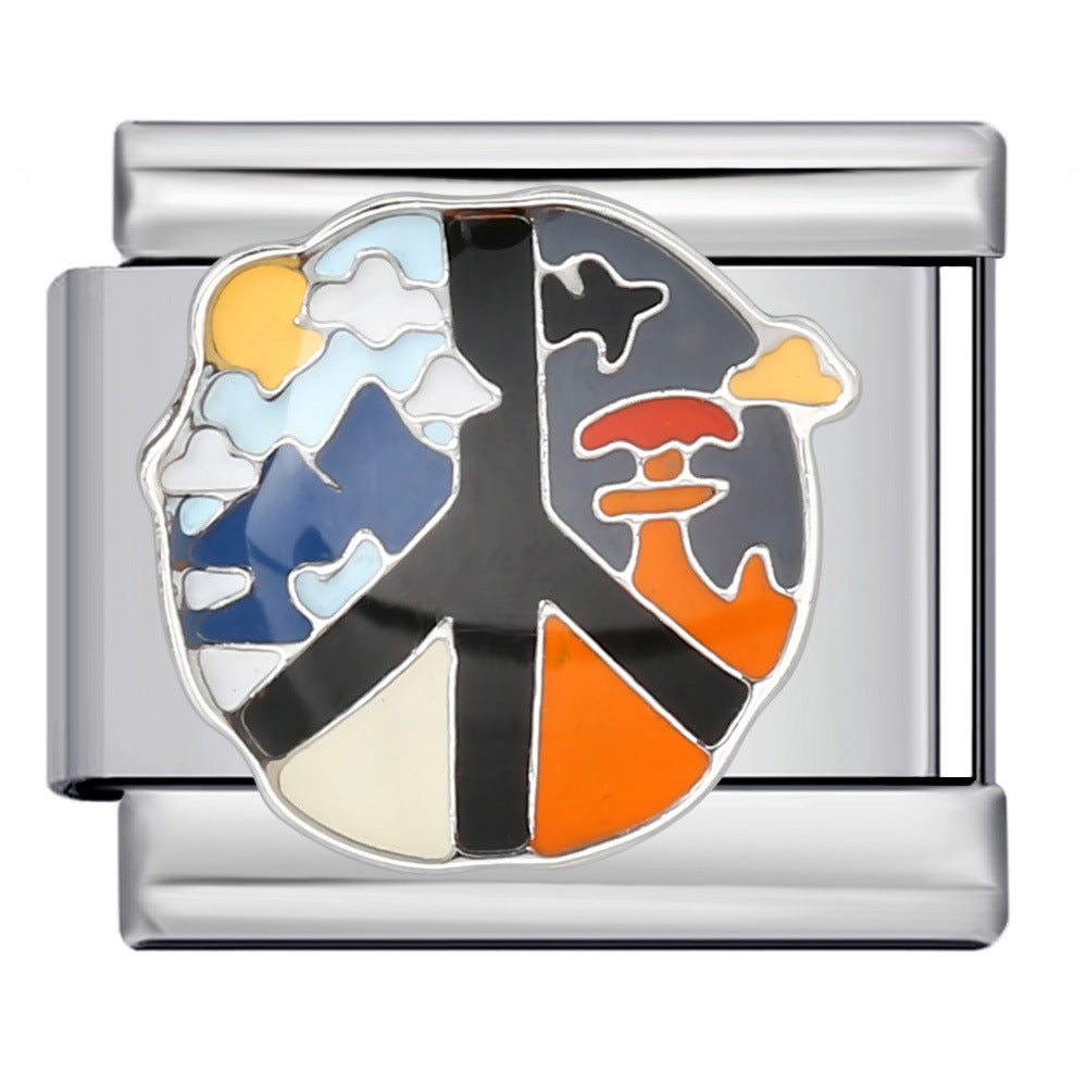 Wholesale Italian Charm Bracelet 9mm DIY Splicing Removable Peace Series Stainless Steel Composable Bracelet