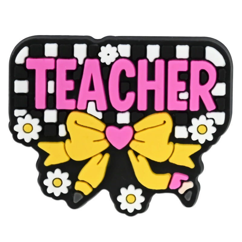 Wholesale  Random 100pcs Teacher' s Day Series  PVC Soft Rubber Shoe Buckle Decoration