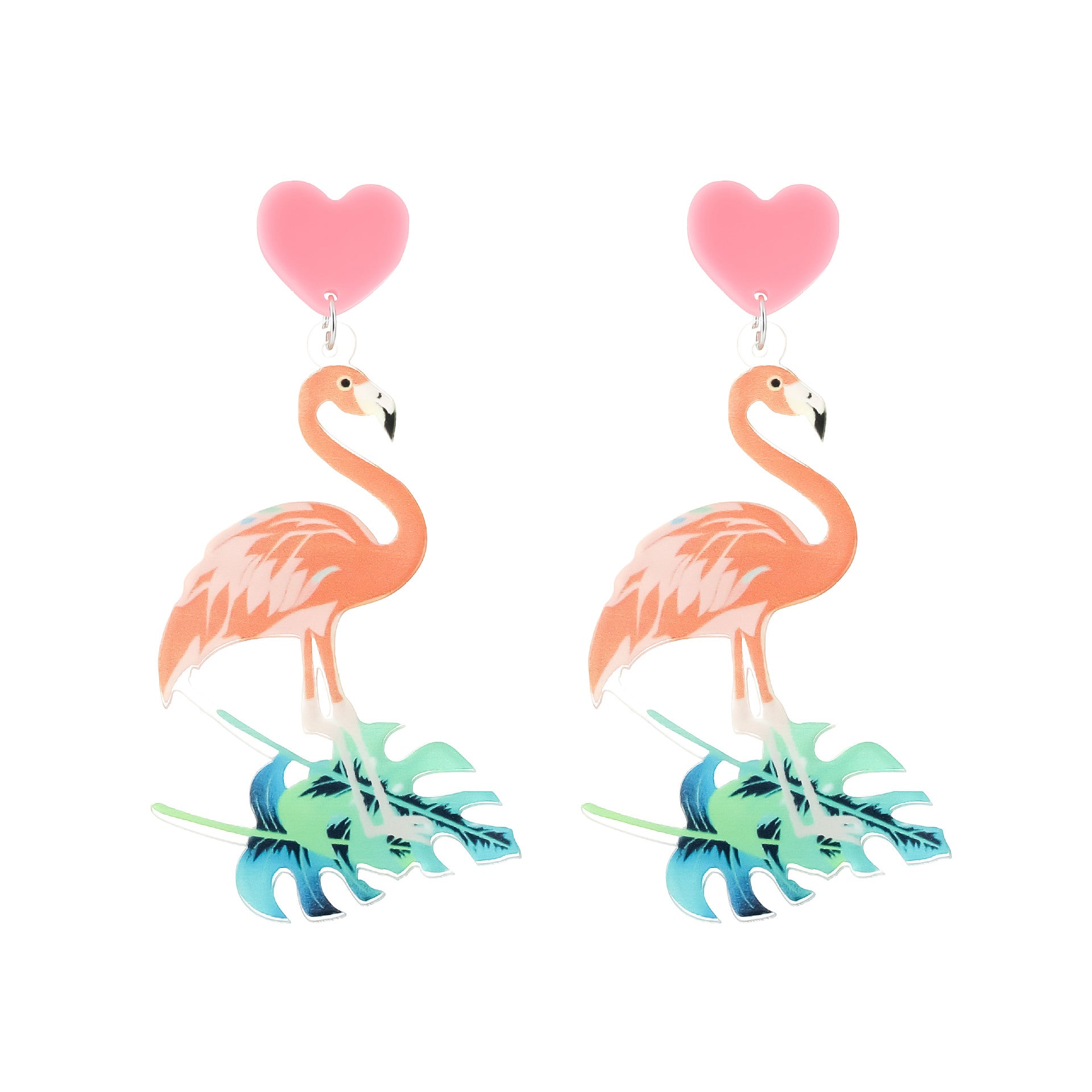 Wholesale Light luxury heart flamingo earrings