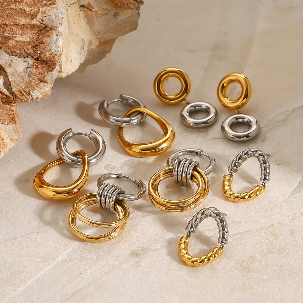 Wholesale  stainless steel color matching circle earrings