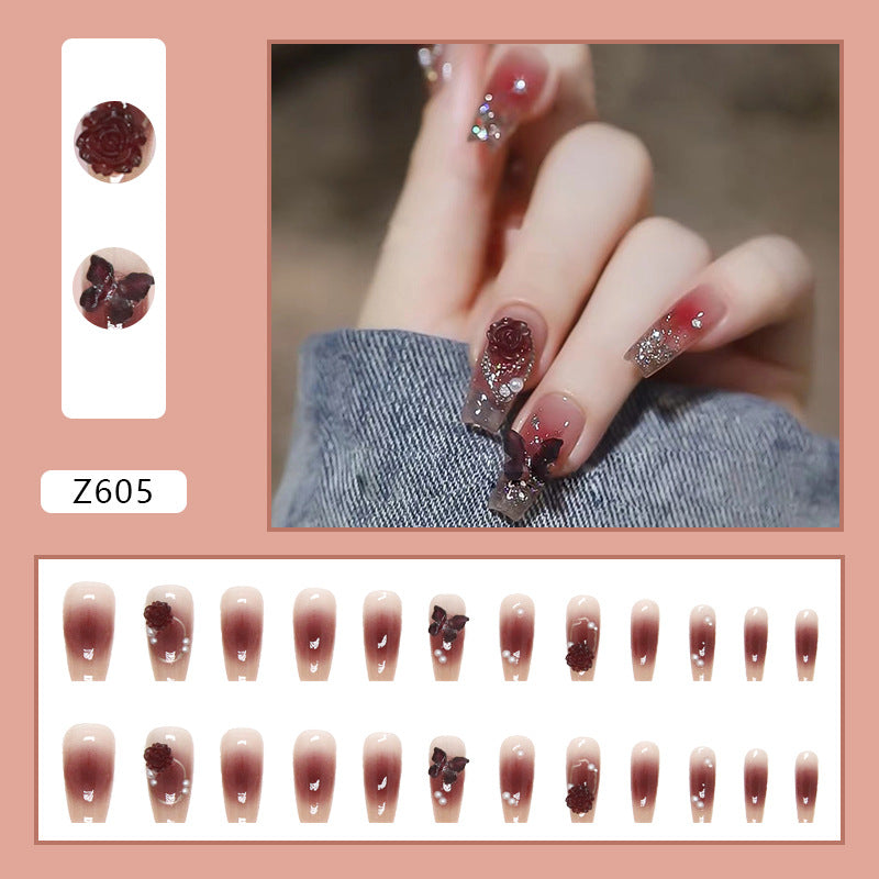 Wholesale  24 Pieces/box Butterfly Camellia Nails Kits Nail Stickers