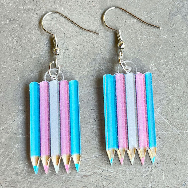 Wholesale 2 pairs/pack  Rainbow Game Mushroom Elf Summer Drink Colored Pen Acrylic Fun Earrings
