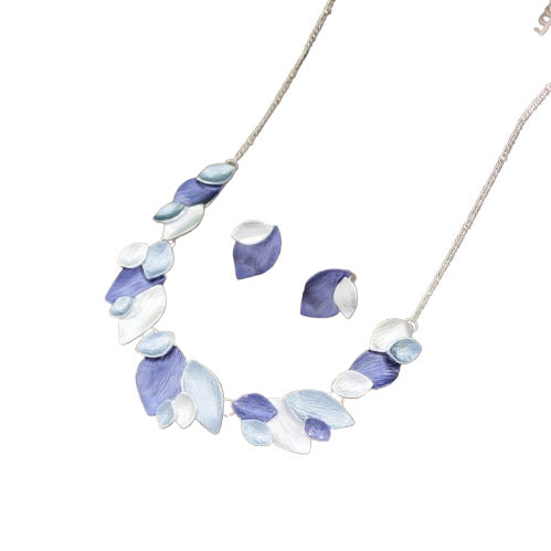 Wholesale Color Painting Oil Geometric Leaf Earrings Necklace suit