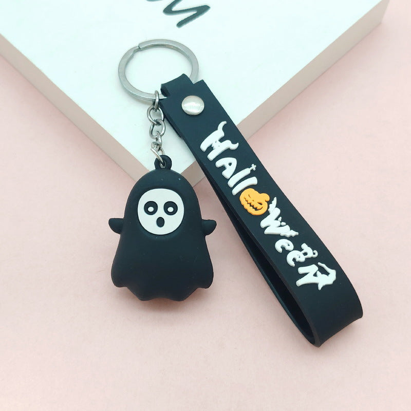 Wholesale Cute  Soft Glue Keychain Pendant Skull Pumpkin Cartoon Car Key Accessory Gift