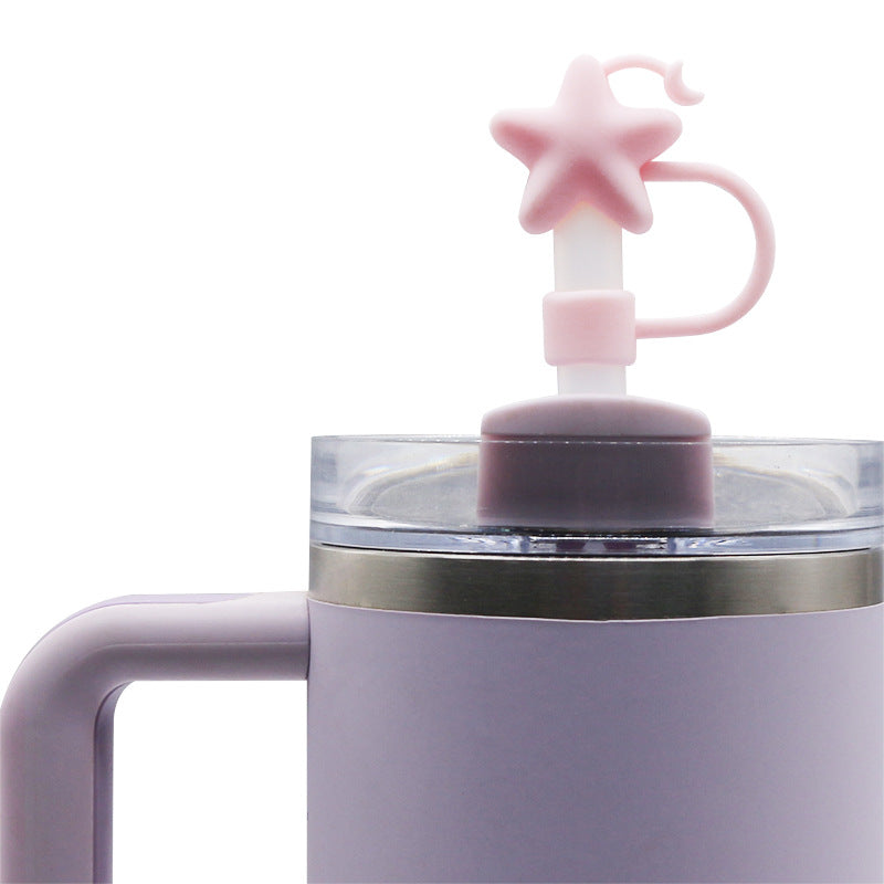 Wholesale Cute Star And Moon PVC Straw Cover Caps 8Mm Detachable Reusable Sleeve For Tumblers Party Favor