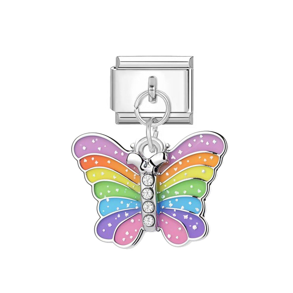 Wholesale Italian Charm Bracelet 9mm DIY Cartoon Butterfly Cloud Pendant Series Creative Stainless Steel Composable Bracelet
