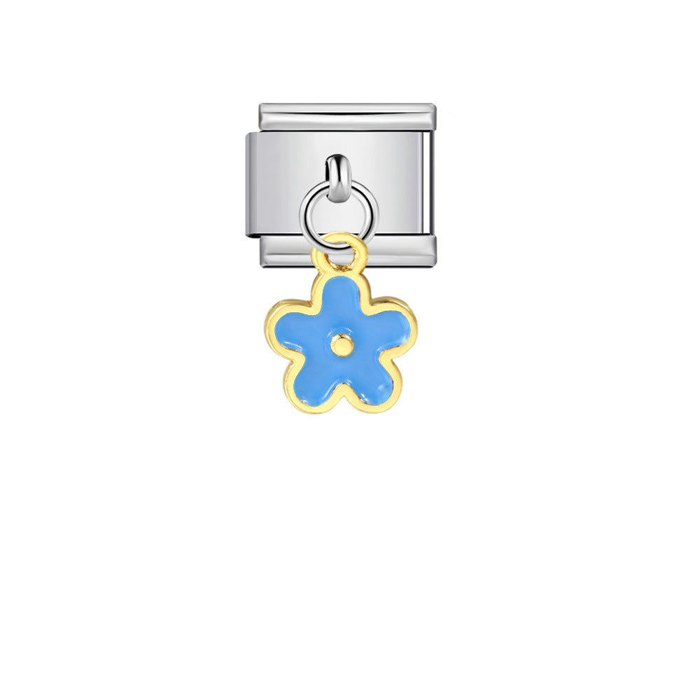 Wholesale Italian modular  Stainless steel gold-plated oil drip DIY bracelet