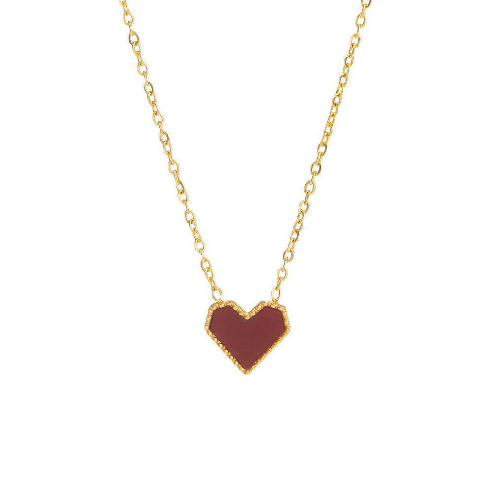Wholesale Love Collarbone Chain Retro Red Heart Necklace